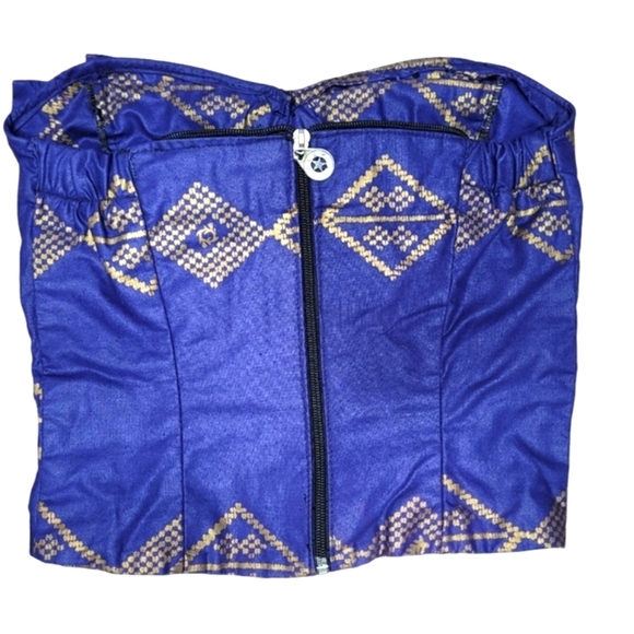 Handmade purple and gold cropped tube top with bow - Picture 5 of 8